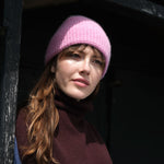 QUINTON & CHADWICK Angora Tuck Stitch Beanie in Fondant