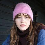 QUINTON & CHADWICK Angora Tuck Stitch Beanie in Fondant