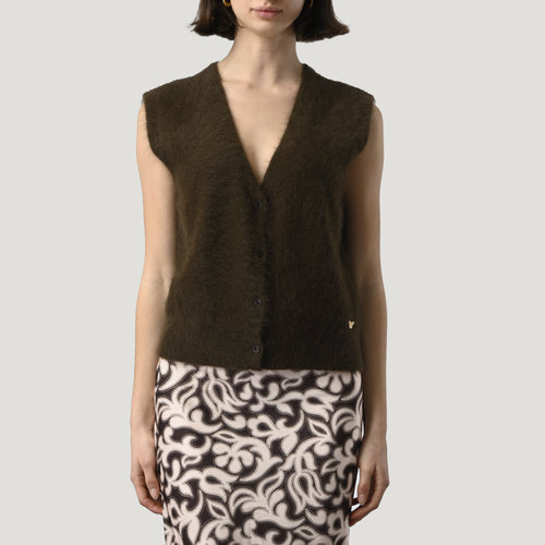 ORFEO Anselme Button Up Tank in Khaki