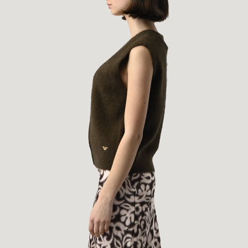 ORFEO Anselme Button Up Tank in Khaki