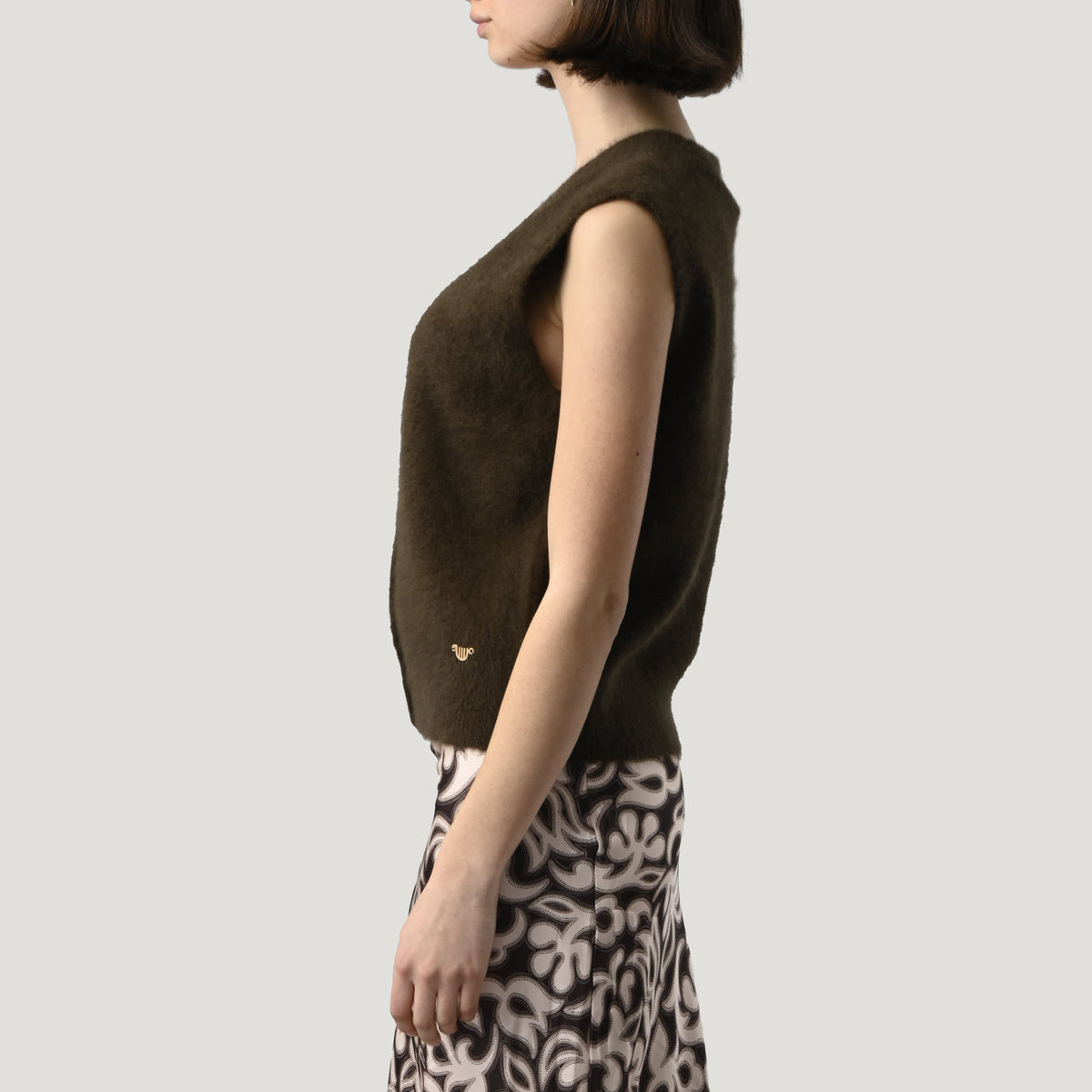 ORFEO Anselme Button Up Tank in Khaki