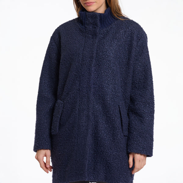 RINO & PELLE Antara Coat with High Neck in Night Grey