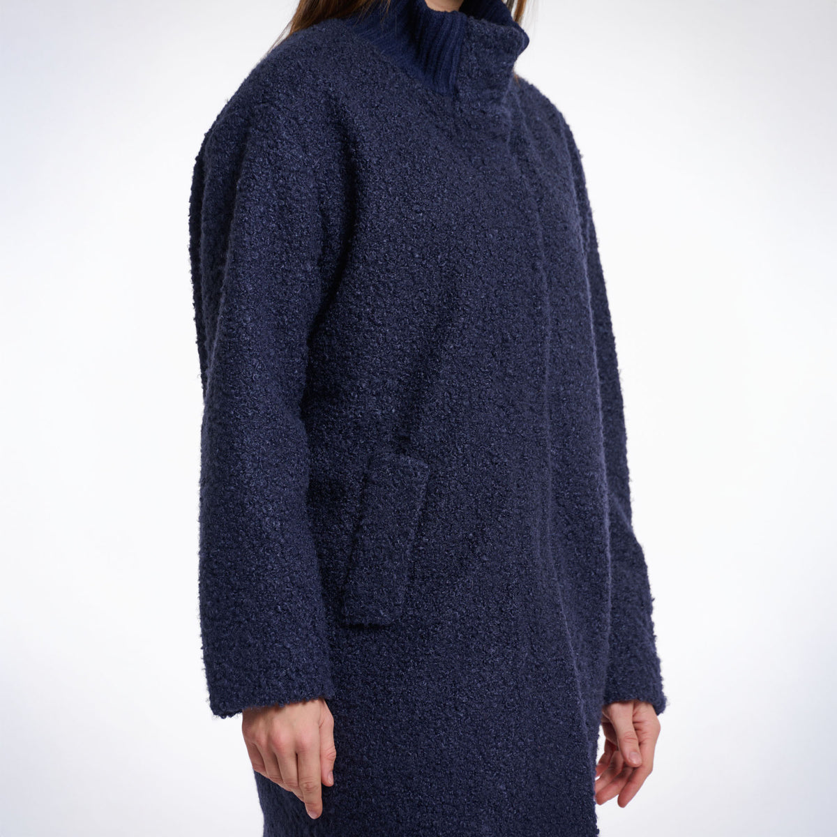 RINO & PELLE Antara Coat with High Neck in Night Grey