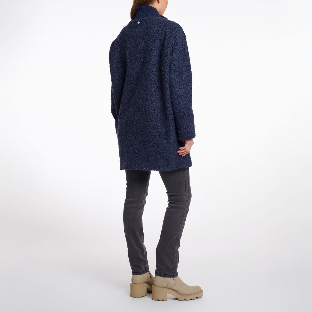 RINO & PELLE Antara Coat with High Neck in Night Grey