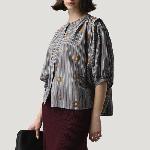 ORFEO Arizona Blouse in Grey Stripes