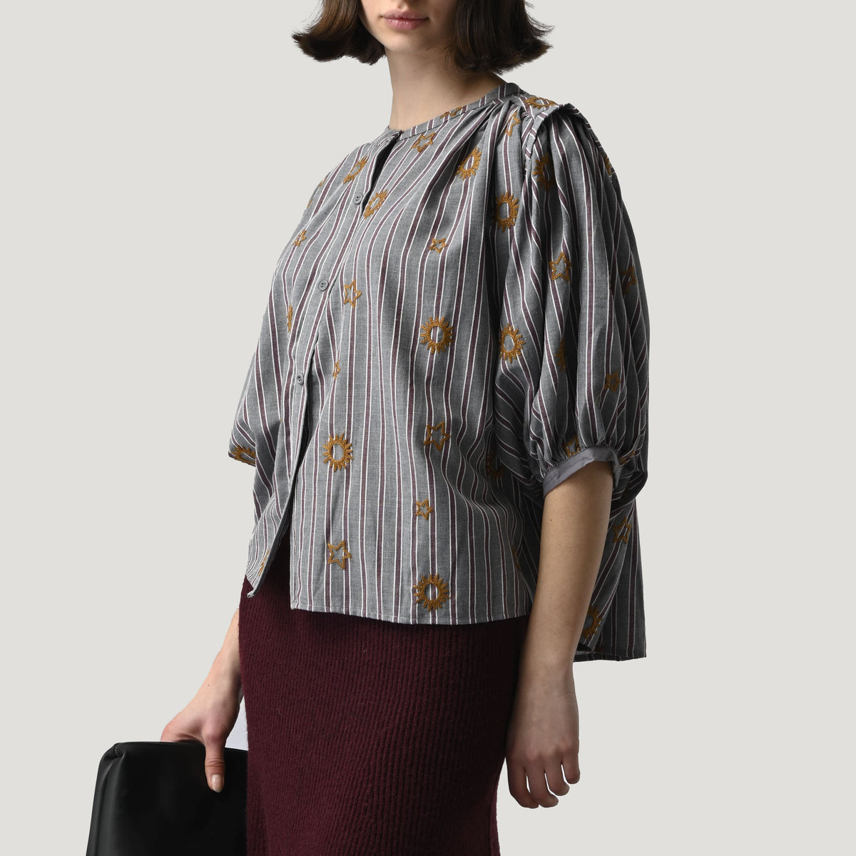 ORFEO Arizona Blouse in Grey Stripes