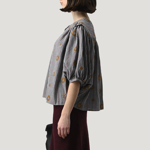 ORFEO Arizona Blouse in Grey Stripes