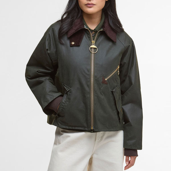 BARBOUR Arlene Wax Jacket in Fern/Ancient Tartan