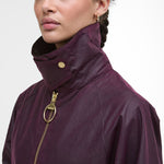 BARBOUR Arlene Wax Jacket in Merlot/Muted Tartan