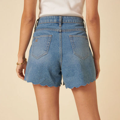 NOBODYS CHILD Denim Scallop Shorts in Denim