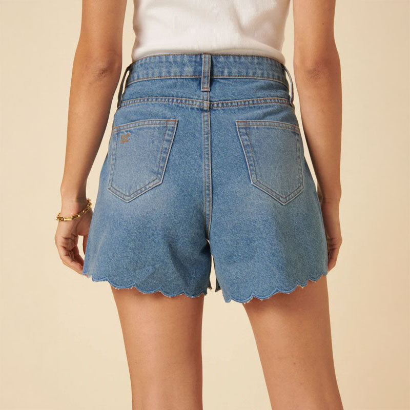 NOBODYS CHILD Denim Scallop Shorts in Denim