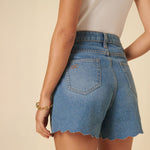 NOBODYS CHILD Denim Scallop Shorts in Denim
