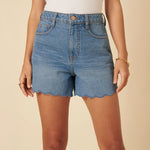 NOBODYS CHILD Denim Scallop Shorts in Denim