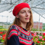 QUINTON & CHADWICK Stitch Interest Beret in Red