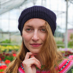 QUINTON & CHADWICK Stitch Interest Beret in Navy