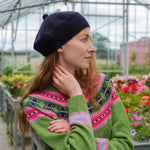 QUINTON & CHADWICK Stitch Interest Beret in Navy