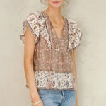 M.A.B.E Bani Print Frill Top in Multi