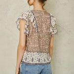 M.A.B.E Bani Print Frill Top in Multi