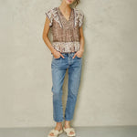 M.A.B.E Bani Print Frill Top in Multi