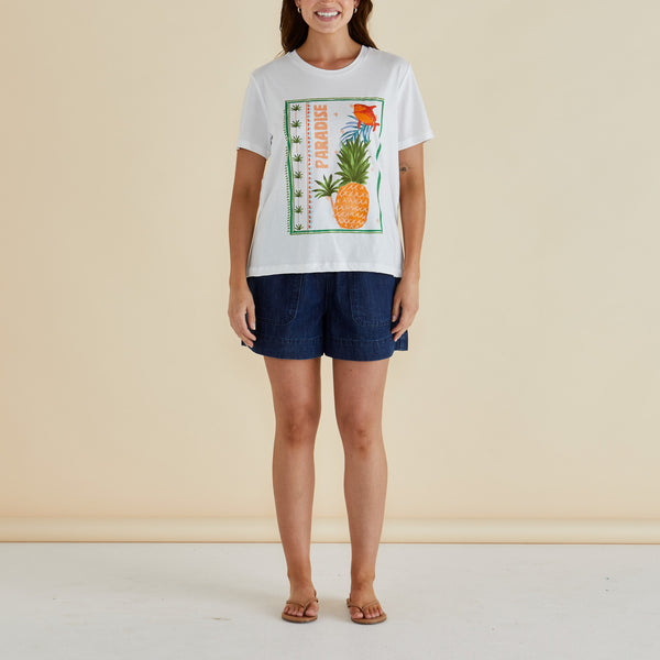 BETTY BASICS Ellia Crew Tee in Paradise Beach Print