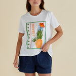 BETTY BASICS Ellia Crew Tee in Paradise Beach Print