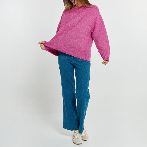 BETTY BASICS Lola High Neck Jumper in Mulberry