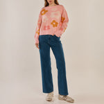 BETTY BASICS Leonie Jacquard Flowers Jumper in Pink