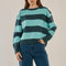 BETTY BASICS Leonie Stripe Jumper in Teal Green/Blue