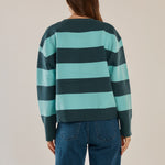 BETTY BASICS Leonie Stripe Jumper in Teal Green/Blue