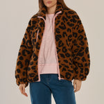 BETTY BASICS Jayne Fleece Animal Print Jacket in Animal/Pink