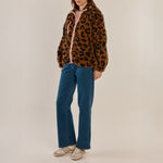 BETTY BASICS Jayne Fleece Animal Print Jacket in Animal/Pink