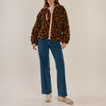 BETTY BASICS Jayne Fleece Animal Print Jacket in Animal/Pink