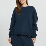 BETTY BASICS Saskia Star Detail Sweatshirt in Navy