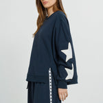 BETTY BASICS Saskia Star Detail Sweatshirt in Navy