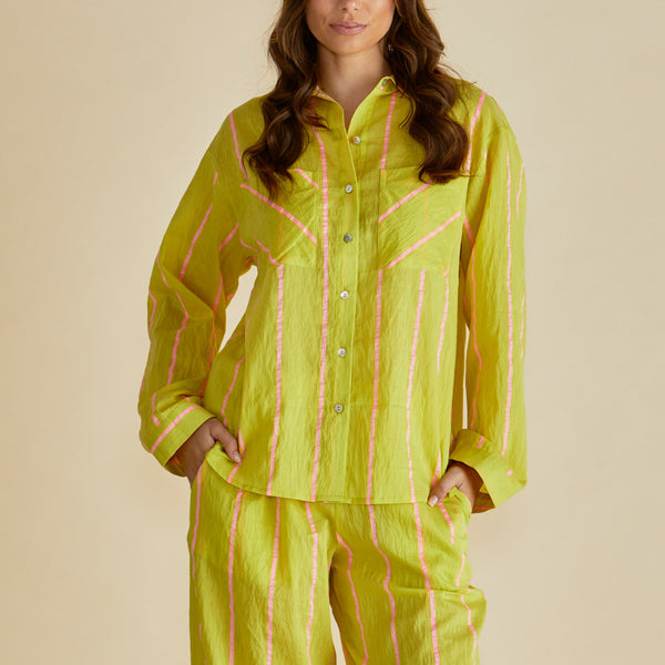 BETTY BASICS Hayman Stripe Shirt in Yellow/Pink