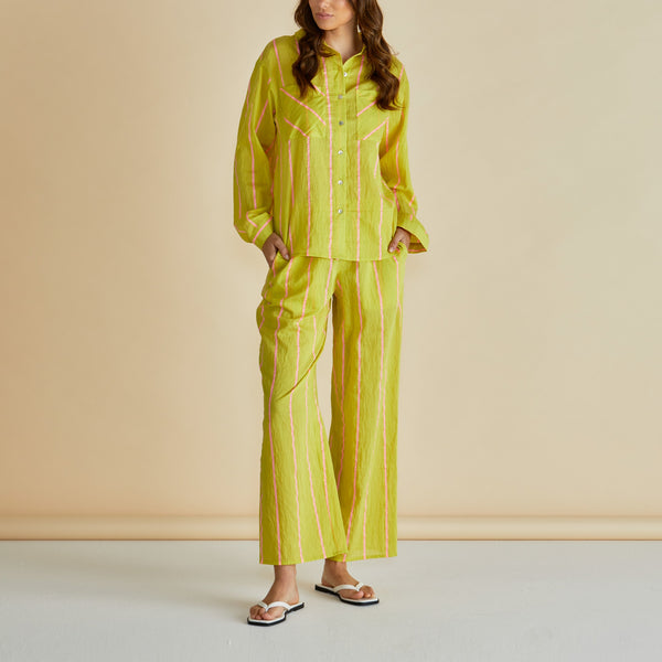 BETTY BASICS Hayman Stripe Shirt in Yellow/Pink