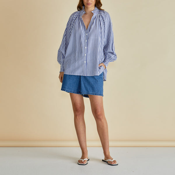 BETTY BASICS Romi Stripe Shirt in Navy