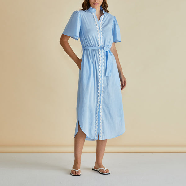 BETTY BASICS Immie Ric Rac Dress  in Blue