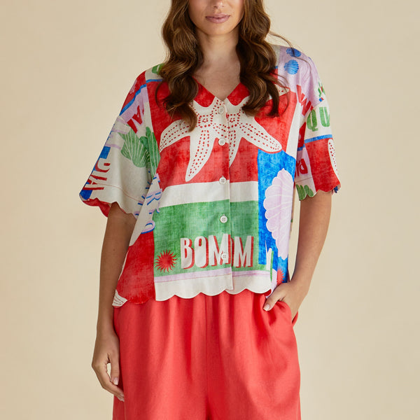 BETTY BASICS Scarlett Shirt in Seashell Print