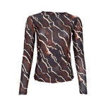 BLACK COLOUR BCAnnie Mesh Blouse in Mocca Marble