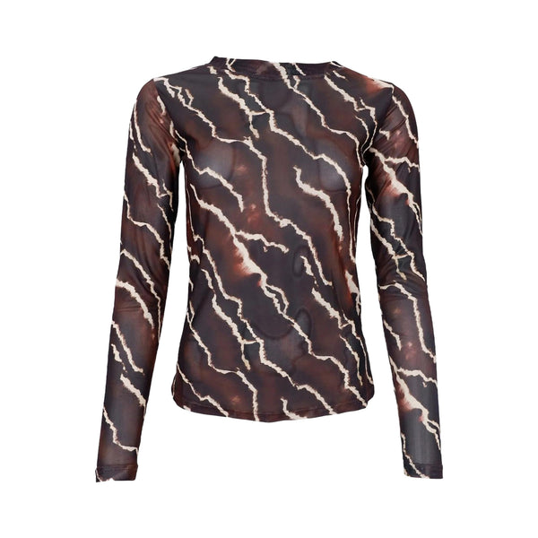 BLACK COLOUR BCAnnie Mesh Blouse in Mocca Marble