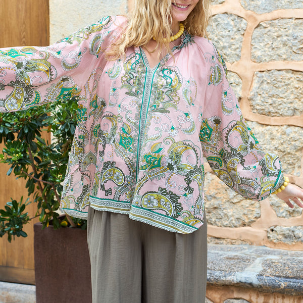 BLACK COLOUR BCBetty Oversize Paisley Print Blouse in Rose