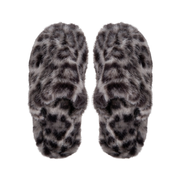 BLACK COLOUR Blaze Slippers in Grey Leopard Print