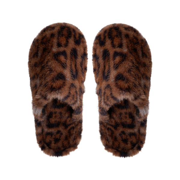 BLACK COLOUR Blaze Slippers in Mocca Leopard Print