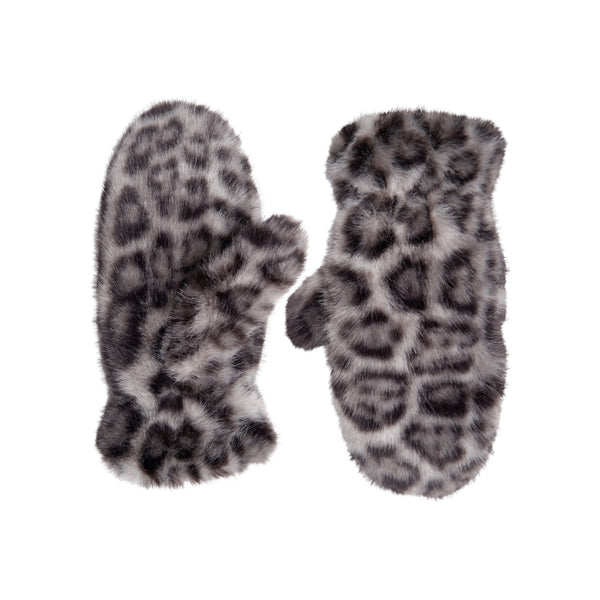 BLACK COLOUR Blaze Soft Mittens in Grey Leopard Print