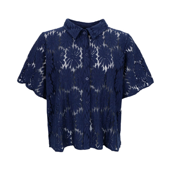 BLACK COLOUR BCCosmos S/S Flower Shirt in Navy
