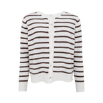 BLACK COLOUR BCDell Striped Knit Cardigan in Off White