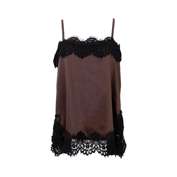 BLACK COLOUR BCEvie Lace Strap Top in Coffee