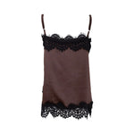 BLACK COLOUR BCEvie Lace Strap Top in Coffee