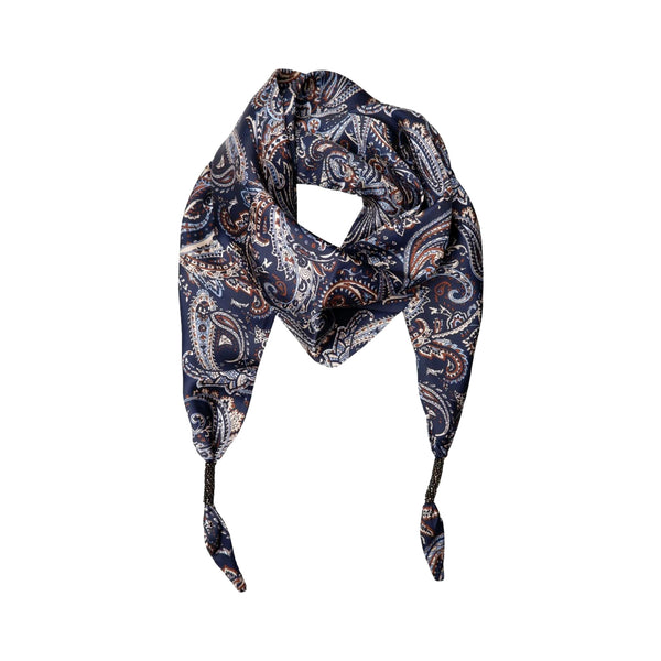 BLACK COLOUR BCFenella Mini Scarf Double Layer in Navy Paisley